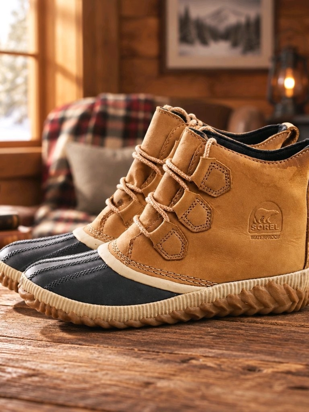 Women's Sorel Out N About Waterproof Leather Duck Boots: Size 8.5